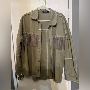 Blue B army green fringe jacket